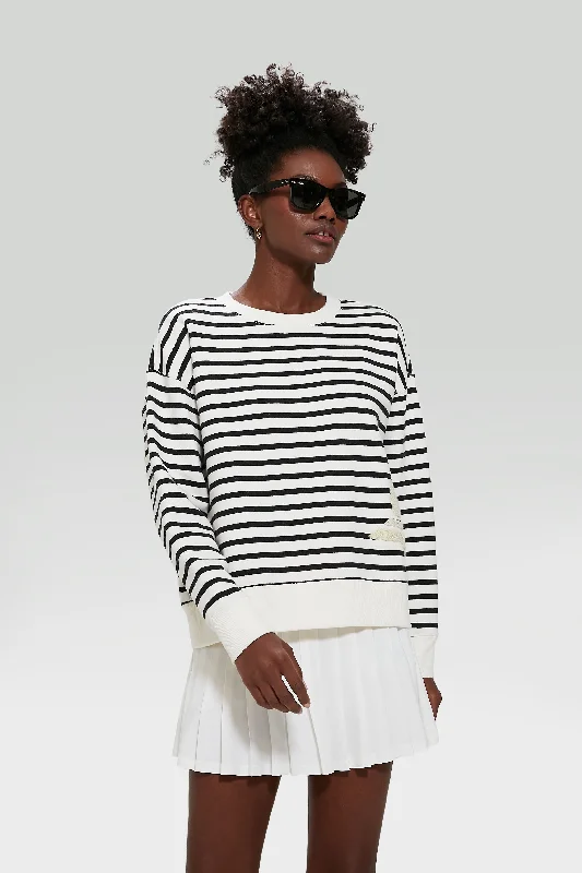 Black and White Stripe Natasha Pullover Bolero Style Sweater