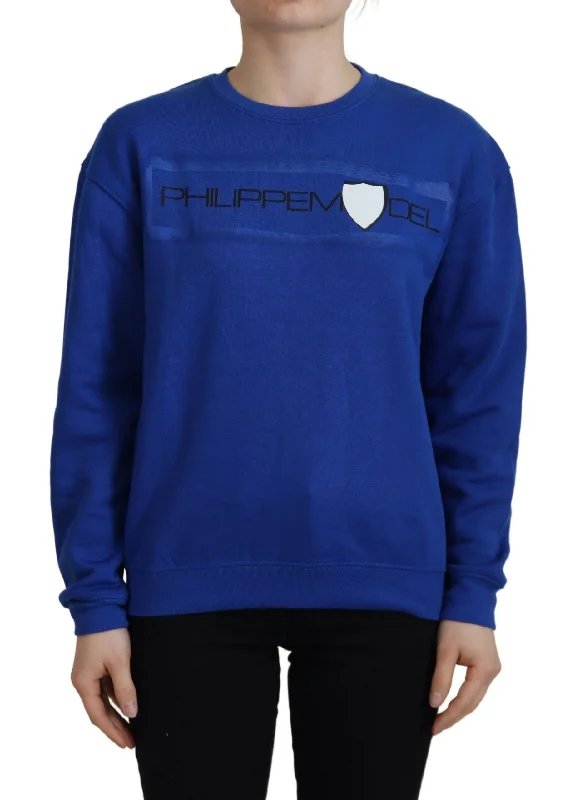 Chic Blue Printed Long Sleeve Pullover Sweater Hooded Pullover Sweater
