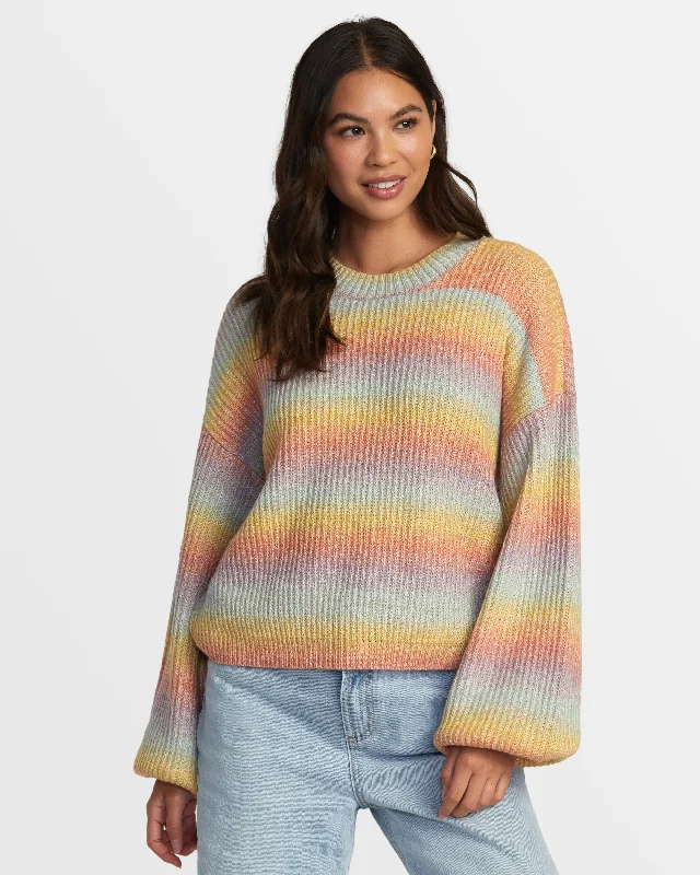 Dip In Pullover Sweater - Sky High Ruffle Sleeve Feminine