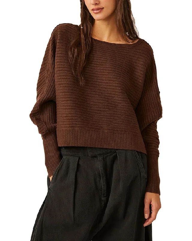 Free People Sublime Pullover Sweater - Chocolate Lava Crew Neck Wool