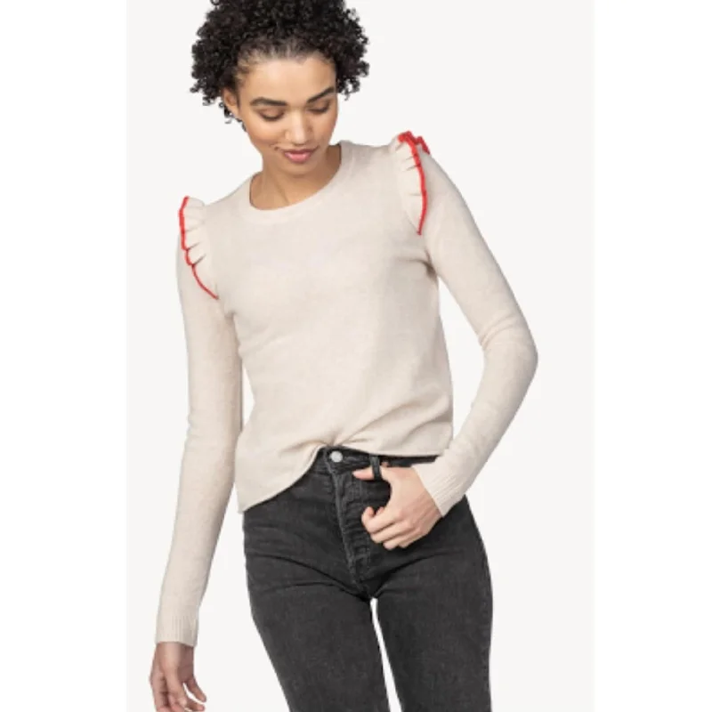 Lilla P Ruffle Pullover Sweater V-Neck Stylish Pullover