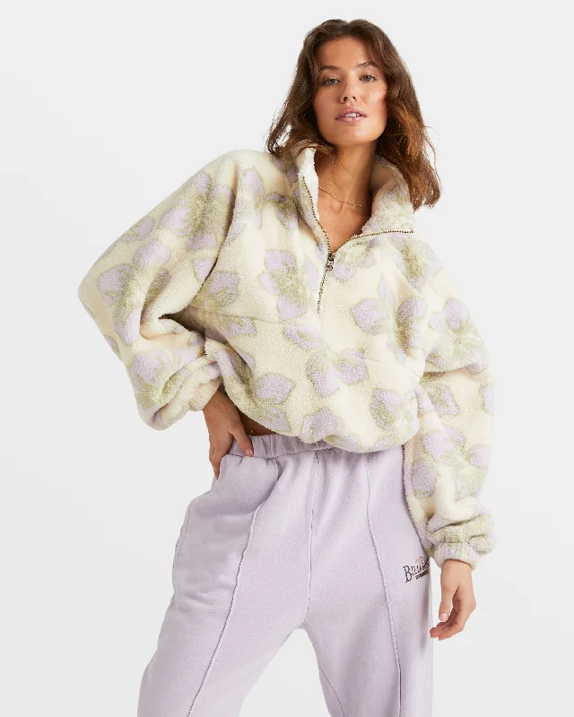 Lovin Life Half Zip Pullover - White Cap Fitted Ribbed Sweater
