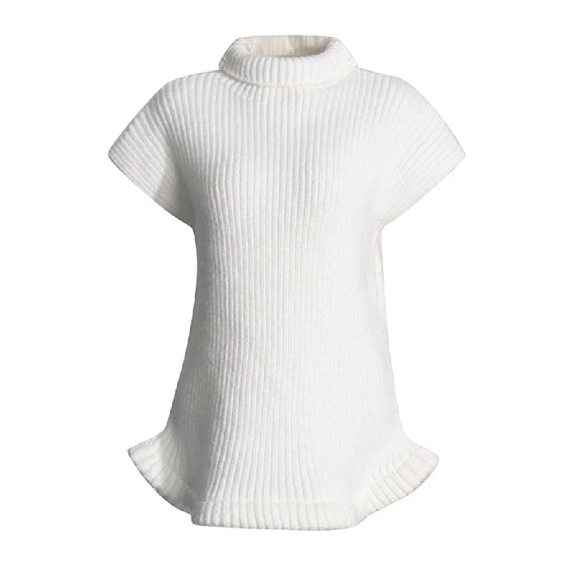 Minimalist Solid Turtle Neck Cap Sleeve Ribbed Knit Pullover Sweater Vest Polo Neck Sweater Minimalist Solid Turtle Neck Cap Sleeve Ribbed Knit Pullover Sweater Vest Polo Neck Sweater