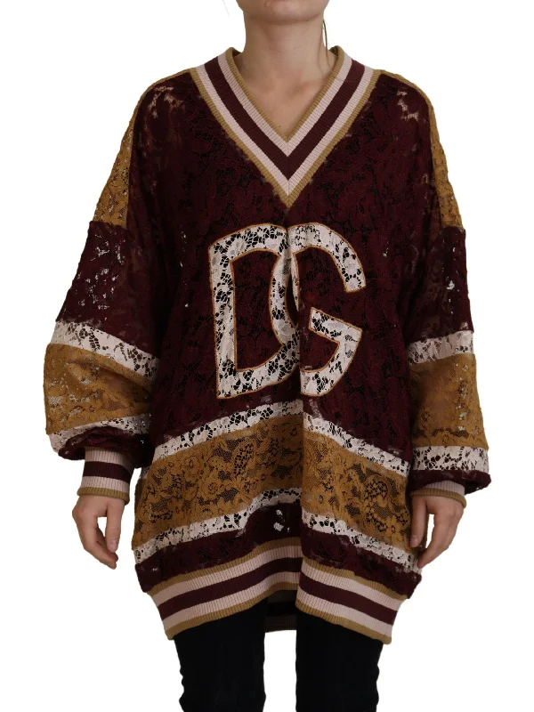 Multicolor V-Neck Pullover Sweater Square Neck Pullover