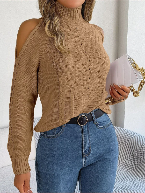 FZ women's off-the-shoulder turtleneck pullover sweater top Shawl Collar Sweater
