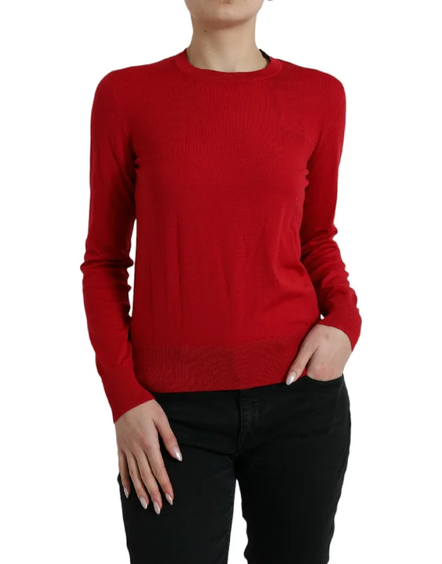 Radiant Red Wool Pullover Sweater Cap Sleeve Casual
