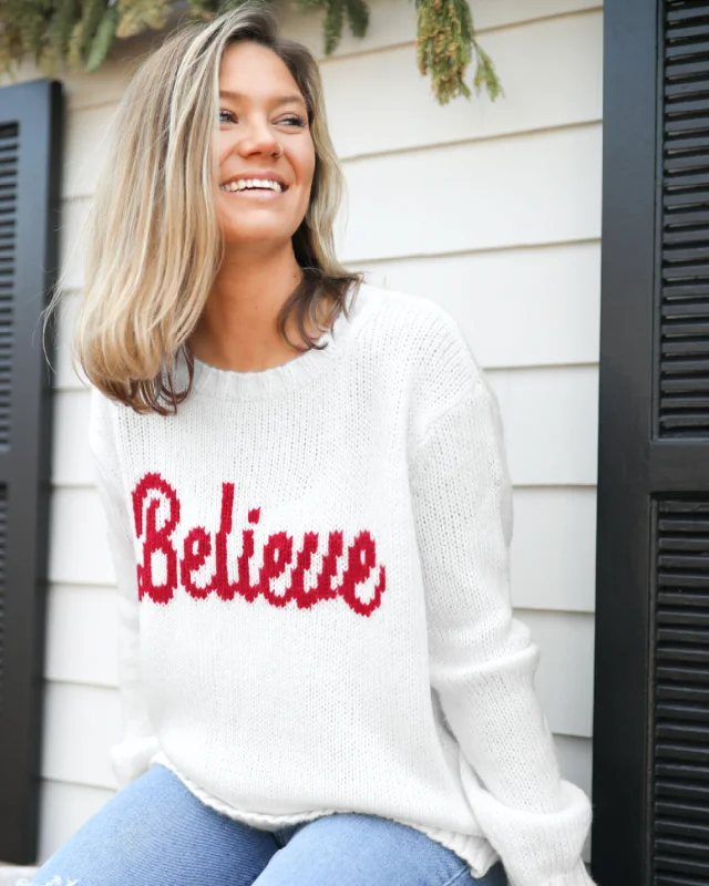 Women's Believe Pullover Chunky Sweater Halter Neck Top